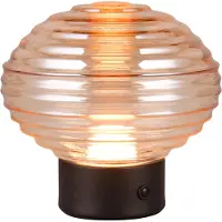 RL LIVE YOUR LIGHT REALITY EARL - Tafellamp - Zwart mat - incl. 1x SMD 2W - Touch functie - Oplaadbaar - Snoerloos - Amber glas