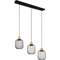 TRIO Landelijke hanglamp Calimero 3-lichts zwart met hout