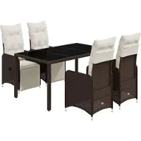 vidaXL 5-delige Bistroset met kussens poly rattan bruin