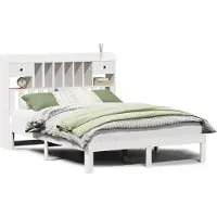 vidaXL Bed met boekenkast zonder matras grenenhout wit 140x200 cm