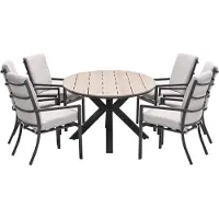 Garden Impressions Senja tuinset 7-delig desert sand - Tulli tuintafel 220x115xH75 cm - light teak vironwood