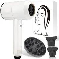 Sansbeauté Föhn met Diffuser – Ionische Haardroger – Borstel - Reisföhn - 3 Opzetstukken - Krullen – Coolshot – 3 Standen – Haarföhn met Diffuser – Hair Dryer - 2000W - Wit