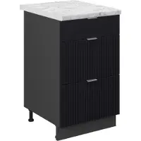 Vicco Keukenonderkast Fame-Line, Zwart gestreept/Antraciet, 50 cm, WB Marmer