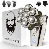 Sansbeauté 6-in-1 Scheerapparaat Mannen – Trimmer - Tondeuse - SkullSharp PRO MAX - Elektrisch Gezichts- & Hoofdscheerapparaat - Skull Shaver - Hoofd Kaal Scheren – Nat & Droog - Elektrisch