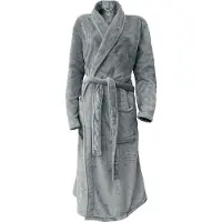 Linnick Flanel Fleece Uni Badjas - Dark Grey - M - Badjas Dames - Badjas Heren