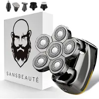 Sansbeauté 6-in-1 Scheerapparaat Mannen – Trimmer - SkullSharp V2 | 6 HEAD - Nat & Droog - Electric Face Head & Hair Shaver – Hoofd Kaal Scheren - Opzetstukken - Elektrisch