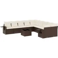 vidaXL 11-delige Loungeset met kussens poly rattan bruin