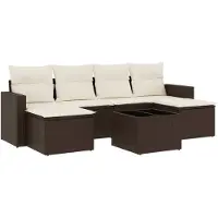 vidaXL 7-delige Loungeset met kussens poly rattan bruin