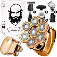 Sansbeauté 6-in-1 Scheerapparaat Mannen – Trimmer - Sansbeauté SkullSharp V2 | 7 Head - Nat & Droog - Electric Face Head & Hair Shaver – Hoofd Kaal Scheren - Opzetstukken - Elektrisch