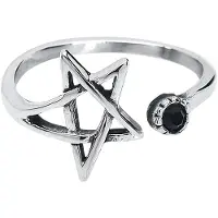 EtNox - Gothic Ring - Pentagramm - voor Vrouwen - zilverkleurig | Maat S