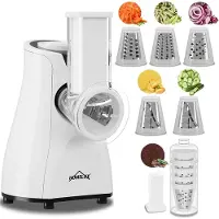 Homelux - Elektrische Groentesnijder - Multifunctionele Groentesnijder - 5 Trommel messen - Geraspte kaas - Groenten - Fruit - Groentesnijder Machine