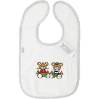 Vib - Slabbetje luxe velours - Tiroler bears wit/ grijs - Babykleertjes - Slabbetjes - zwangerschap aankondiging - baby aankondiging