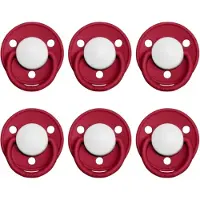 BIBS De Lux fopspenen Latex - spenen set van 6 stuks | 6x Ruby White Dup | Voordeelverpakking | Maat 1 - T1 Leeftijd: 0-6 maanden.