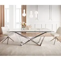 DELIFE Eetkamertafel Edge 200x100 keramiek Calacatta Luxe wit-goud-grijs spider vlak staal RVS