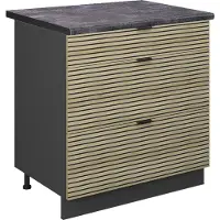Vicco Fame-Line Keukenonderkast – 80 cm met 3 laden, WB Antraciet Eiken paneel