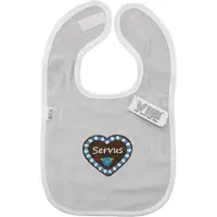 Vib - Slabbetje luxe velours - servus grijs/ wit - Babykleertjes - Slabbetjes - zwangerschap aankondiging - baby aankondiging