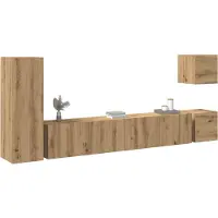 vidaXL 5-delig Tv-meubelset wandmontage bewerkt hout artisanaal eiken