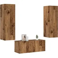 vidaXL Tv-wandkasten 3 st bewerkt hout oud houtkleurig