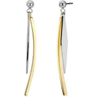 Traveller Oorbellen - Oorhangers Dames - Goud & Zilver - Bicolor Edelstaal - 50 x 4 mm - Verguld - Hangers - 181287