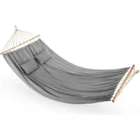 Outtec Hangmat met 2 Kussens - 200x150 cm, tot 200kg, voor 2 Personen - XXL Katoenen Hangmat voor Buiten, Tuin, Balkon - voor Kinderen en Volwassenen - Grijs