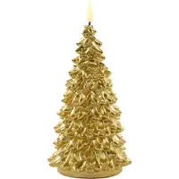 Anna's Collection LED Kaars wax kerstboom goud 9,5x20cm goud Wax Led kaars