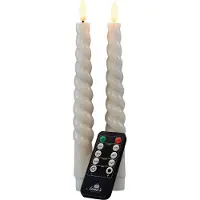 Anna's Collection Led dinerkaars 23 cm | Ivoor | Gedraaid | 3D vlam | 2 stuks