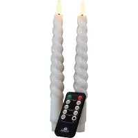 Anna's Collection Led dinerkaars 23 cm | Wit | Gedraaid | 3D vlam | 2 stuks