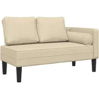vidaXL Chaise longue met kussens stof crèmekleurig