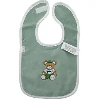 Vib - Slabbetje luxe velours - Tiroler boy bear mosgroen - Babykleertjes - Slabbetjes - zwangerschap aankondiging - baby aankondiging