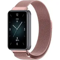 Strap-it Milanees RVS bandje / Milanese band - geschikt voor de Honor Band 9 (roze)