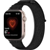 Strap-it Nylon bandje met klittenbandsluiting - geschikt voor Honor Watch 5 (zwart)