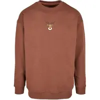 Merchcode Sweatshirt 'Christmas Cute Deer' beige / kastanjebruin / rood / zwart