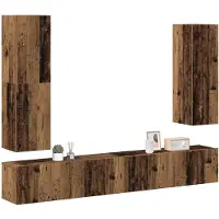 vidaXL 4-delig Tv-meubelset wandmontage bewerkt hout oud houtkleurig