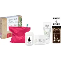 Therme Cadeauset Warme Kerst Chocolade & Warmtekussen Zen White Lotus - Kersepittje Warmtekussen Classic 27x27cm - Mini Body Butter Zen White Lotus - Shower Mini Zen White Lotus