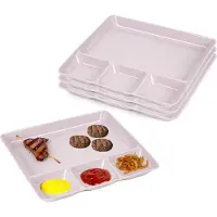 PlasticForte Gourmetborden - 4x stuks - roze - 4-vaks - kunststof - 26 x 24 cm