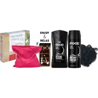 Axe Cadeauset Warme Kerst Chocolade & Warmtekussen Black - Deo Spray 150 ml Black - Showergel 250 ml Black - Kersepittje Warmtekussen Classic 27x27cm