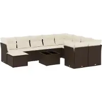 vidaXL 11-delige Loungeset met kussens poly rattan bruin