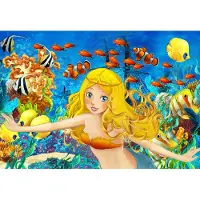 Karo-art 520cm X 318cm - Fotobehang - Zeemeermin en vissen, multi-gekleurd, Vinyl, Kinderkamer, te koop in 11 maten, incl instructies en behanglijm, gemakkelijk aan te brengen