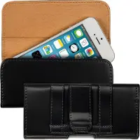 Kwmobile heuptasje voor smartphone met gordelclip - Fanny pack in zwart - Imitatieleren gordeltas 13,2 x 6,5 x 1,3 cm
