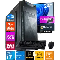 Screenon Intel Budget Office PC SET - Office PC - 24 Inch Monitor + Muis + Toetsenbord - Inclusief Norton 360 & USB SD Card Reader + WiFi & Bluetooth
