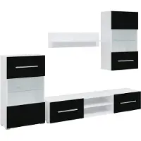 vidaXL 5-delige wandmeubelset met LED-verlichting, mat zwart, houtvezel