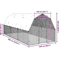 vidaXL Kippenren met dak 2,5x6x2,25 m gegalvaniseerd staal