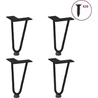 vidaXL Haarnadelpoten voor Salontafel 4 st 20 cm massief staal zwart