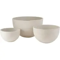 J-Line Set van 3 bloempotten rond keramiek laag wit