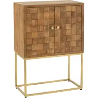 J-Line Kast Nino Op Staander Metaal/Mangohout Naturel/Goud
