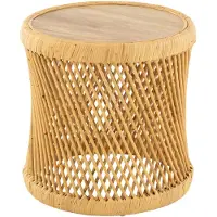 J-Line Bijzijtafel Cylindrisch Rotan Naturel
