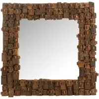 J-Line Spiegel Syma Gerecycleerd Hout/Spiegel Naturel Small