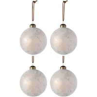 J-Line Doos met 4 kerstballen luipaardglas beige mix medium