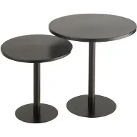 Jline Set of 2 side tables round metal black