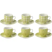 J-Line Doos van 6 koffiekopjes + schotels keramiek groen